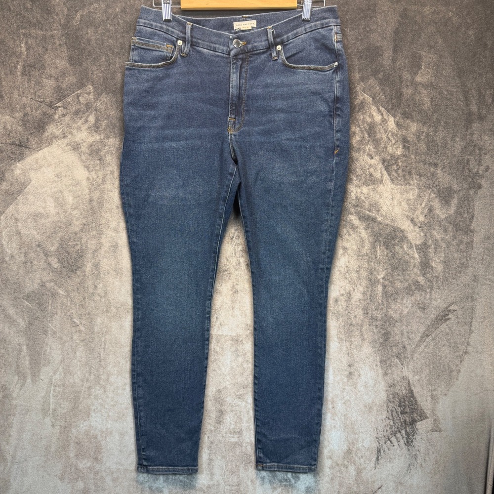 Good American Jeans Womens Blue Skinny 12 / 31 High Rise Stretch Denim Casual